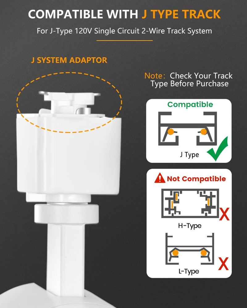VANoopee 3-Color Zoomable J Type Track Lighting Heads 10W for Juno Rail - Bright LED Track Light Heads Fixtures 3000K 4000K 5000K Ceiling Spot Accent Light, No Flicker CRI90+ 15-55° 800lm White 4 Pack - Image 4